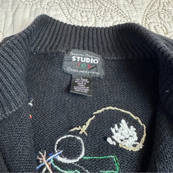 Vintage snowman ramie & cotton Christmas sweater sz L - Picture 3 of 8